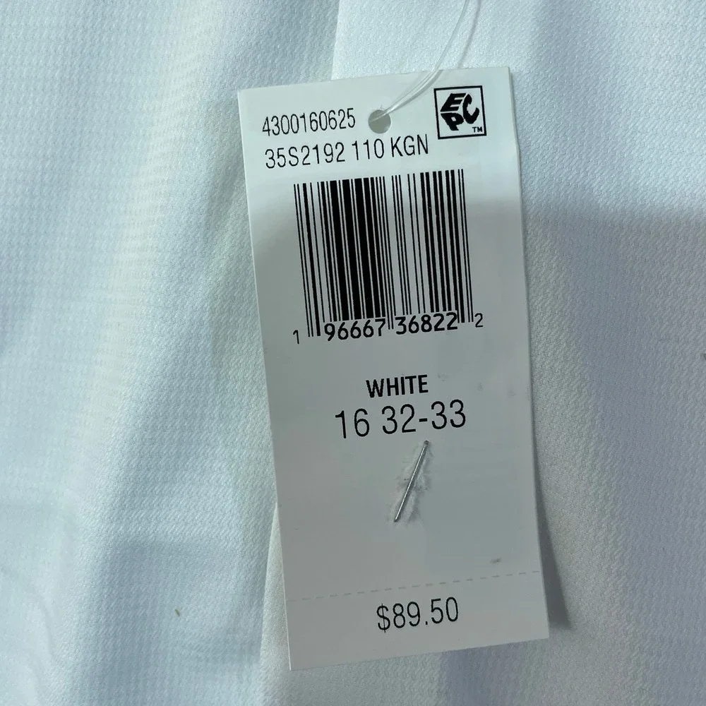 NWT Michael Kors Men's L 16 32-33 White Passport Regular Fit Dress Shirt